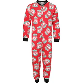 Liverpool FC Boys Pyjama All-in-One Sleepwear Kids Official Football Gift Red Crest 9-10 Years