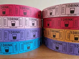 Drink Tickets Tokens Party Celebration Wedding Favour Favor Carnival Fair One Drink Voucher in Batches of 50 or 100 FOLDED