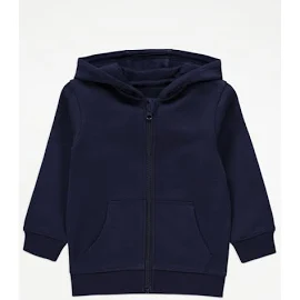 George Navy Plain Zip Up Hoodie