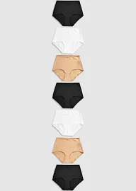 Womens Next Black/white/nude Full Brief Microfibre Knickers 7 Pack - Black/white/nude