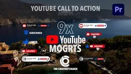 PREMIERE PRO YouTube Call To Action Buttons MOGRT, Motion Graphics, Video Editing Tools, Adobe, YouTube Templates, Like, Subscribe, Bell