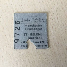 Half. Railway Ticket; (. Manchester Exchange. To. St Helens, )