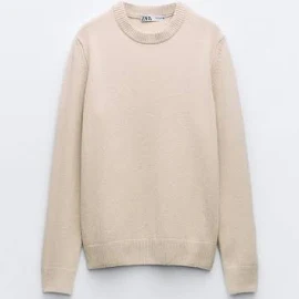 Zara - Cashmere And Wool Blend Knit Sweater in Sand - L - Woman