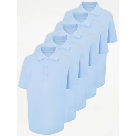 George Light Blue School Polo Shirt 5 Pack