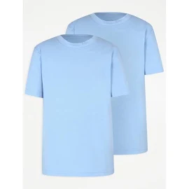 George Light Blue Crew Neck School T-Shirt 2 Pack