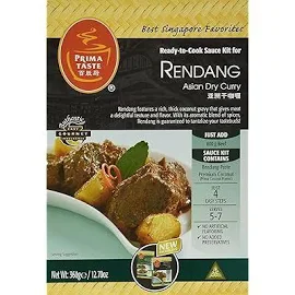 Prima Taste Rendang Curry Sauce Kit, 12.7-ounce Boxes Pack Of 4