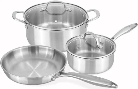 5pcs Stainless Steel Induction Hob Pots and Pans