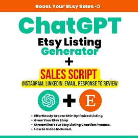 ChatGPT Etsy Listing Generator! Save Time, Boost Etsy SEO, and Skyrocket Your Sales! Elevate Your Shop with ChatGPT Magic!