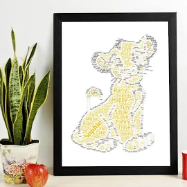 Personalised Simba Word Art Print - Personalised Lion word cloud Gifts - Wall Print - wall decor - wall art - canvas print - framed option