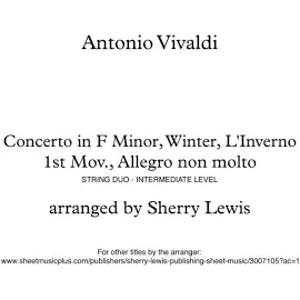 CONCERTO IN F MINOR - WINTER - by Vivaldi, L'Inverno, 1st Mov. (Allegro con molto), String Duo, Inte - Sheet Music