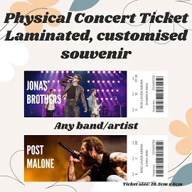 Physical Ticket Custom Personalized Laminated Concert Event Ticket Souvenir Editable Item for Keepsake or Surprise Gift Anniversary Gift