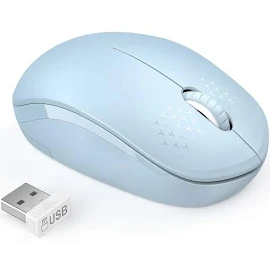 Wireless Mouse 2.4g Noiseless Mouse with USB Receiver - seenda Portable Computer Mice for PC Tablet Laptop with Windows System (Light Blue)