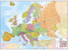 Large Europe Wall Map Political (Paper with Front Sheet Lamination)