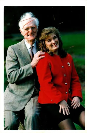 BBC's new weathergirl Helen Young with former weatherman George Cowling - Vintage Photograph