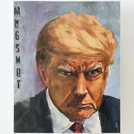 Oil Painting Of Trump's Mugshot donald trump Canvas Mounted Print