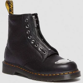 Dr. Martens Men's 1460 Toe Plate Lunar Leather Jungle Zip Boots in Black/Metallic, Size: 12