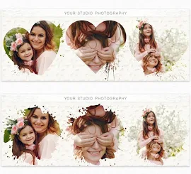 Heart Collage Facebook Cover Template, Facebook Cover Editable with Corjl & Photoshop, Facebook Timeline Template, Photographer