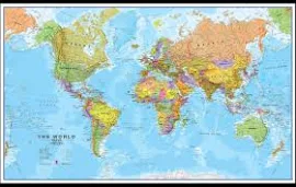 Huge World Wall Map Political (Pinboard & Framed - Black)