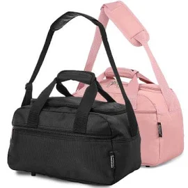 Aerolite (40x20x25cm) New 2023 Ryanair Maximum Size Holdall Cabin Luggage Under Seat Flight Bag (x2 Set) - Black + Rose Gold