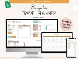 Travel Planner for Google Sheets, Travel Itinerary Template, Vacation Budget Travel Spreadsheet, Trip Planner Template, Travel Packing List