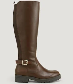 Matalan Brown Real Leather Knee High Boots in Size 5