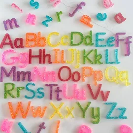 Glitter Sprinkles Handwriting Resin Full Alphabet Lowercase Sensory Play EYFS Literacy Phonics Reading Writing