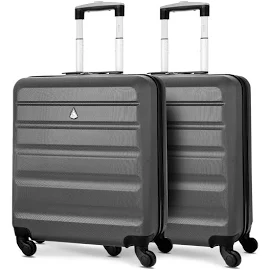 Aerolite 56x45x25 British Airways Jet2 Easyjet Plus Flexi Max Allowance 46L Hard Shell 4 Wheel Hand Cabin Luggage Suitcase 56x45x25 Set of 2 Charcoal