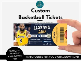 Personalized Basketball Game Ticket l Custom Tickets l Sports Tickets | Custom Basketball Tickets | Event Ticket Pass | Surprise Gift l