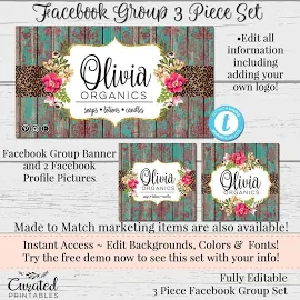 Calamity Jane Facebook Group Set, Customizable Facebook Set, DIY Facebook, Editable Facebook Set, Rustic Facebook Group, Leopard Floral