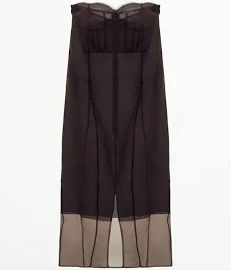 Zara - Organza Dress With Sweetheart Neckline in Brown - S - Woman