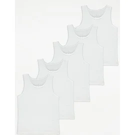 George White Plain Vests with Bow 5 Pack