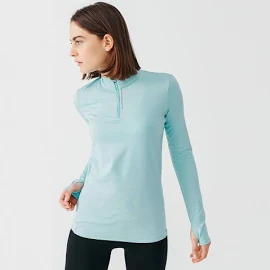 Kalenji Zip Warm Women's Long-sleeved Running T-Shirt - Light Blue