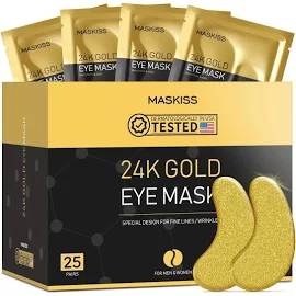 Maskiss 25-Pairs 24K Gold Under Eye Patches/Masks for Puffy Eyes, Dark Circles and Puffiness, Collagen Skin Care Products