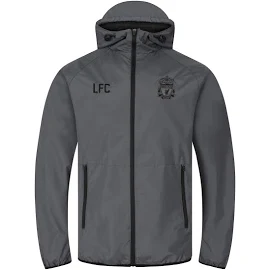 Liverpool FC Mens Jacket Shower Windbreaker Official Football Gift Grey Peak Hood XXL