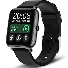 Smart Watch, Popglory Smartwatch with Blood Pressure, Blood Oxygen Monitor, Fitness Tracker with Heart Rate Monitor, Full Touch Fitness Watch