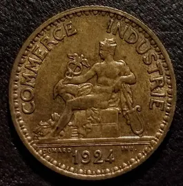 Vintage 1924 Bon Pour France 1 Franc chambre du commerce Coin Old Piece
