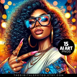 Chat GPT Dall-e3 Ai Art High-Resolution PNGs, 15 Transparent Ai Art Images, Black Women Ai Art, Ai Images Black Women, Black Girl Graphics