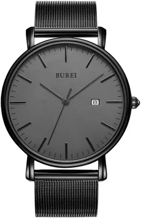 BUREI Men's Wrist Watches,Minimalist Analog Quartz Watches for Men with Mesh Band,Gifts for Men
