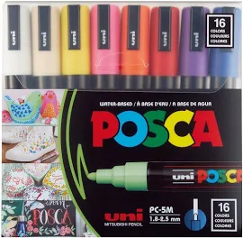 Posca 16-Color Paint Marker Set - PC-5M Medium