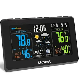 DOVEET Weather Station Wireless Indoor Outdoor, Color Weather Stations with Indoor Outdoor Thermometer Wireless Sensor