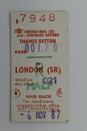 Railway Ticket Thames Ditton To London (sr) 2nd Class Br 7948
