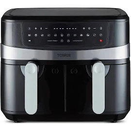 Tower T17088 9L Dual Basket Vortx Air Fryer - Black. Tower. Fryers. 5056462312996.