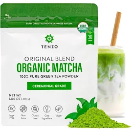 Tenzo Tea Matcha Green Powder, 1.06 Ounce, Organic, Original Blend, Ceremonial Grade, Authentic Japanese, USDA Certified