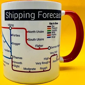 Shipping Forecast metro mug - BBC Radio 4 - Nautical -maritime- merchant navy - met office - BBC World service - UK Weather - Sailing