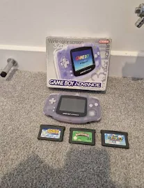 Nintendo Gameboy Advance Clear Glacier Boxed With 3 Great Games Vgc Uk