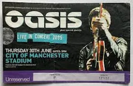 Oasis Original Used Concert Ticket City Of Manchester Stadium 30th