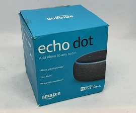 Amazon Echo Dot 3rd Generation Smart Alexa Speaker - Charcoal. Amazon. Black. Smart Speakers. 0841667154954.