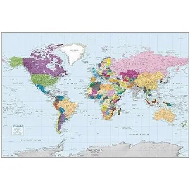 Colorful World Political Wall Map 36x24 Large World Map Detailed Current Wall Map Of The World Poster Fully Laminated