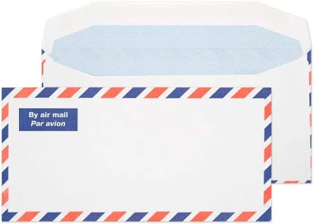 DL Airmail Wallet Gummed White 80gsm Envelopes (Qty 1000) 110mm x 220mm