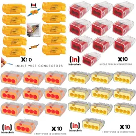 IDEAL PUSH FIT ELECTRICAL WIRE CABLE LEAD CONNECTORs spliceline + 2 3 4 port x40